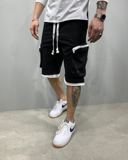 Men's Casual Elastic Waistband Relaxed Fit Cargo Shorts